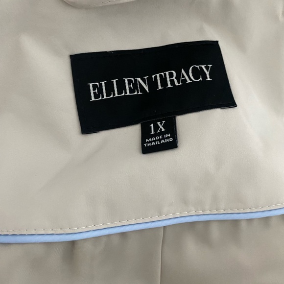 NWT ELLEN TRACY Women's City Rain Jacket with Hood Size 1X - Stone NWT $150 - Picture 3 of 8